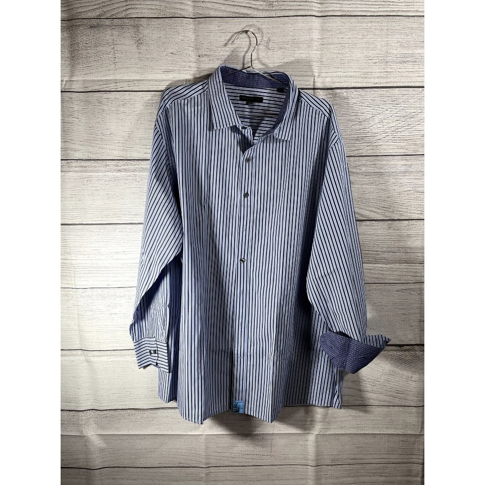 Twenty Eight Degrees - Men's Blue Stripe Button Up Casual Shirt - Size 2XL - Picture 1 of 5